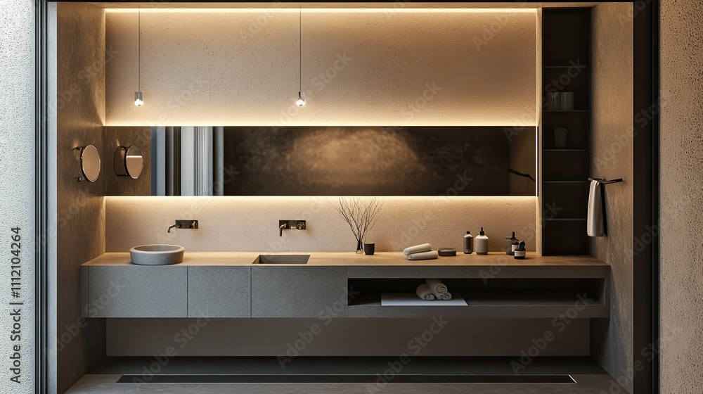 Modern Minimalist Bathroom Design with Stylish Accents and Lighting Modern Minimalist Bathroom Design with Stylish Accents and Lighting