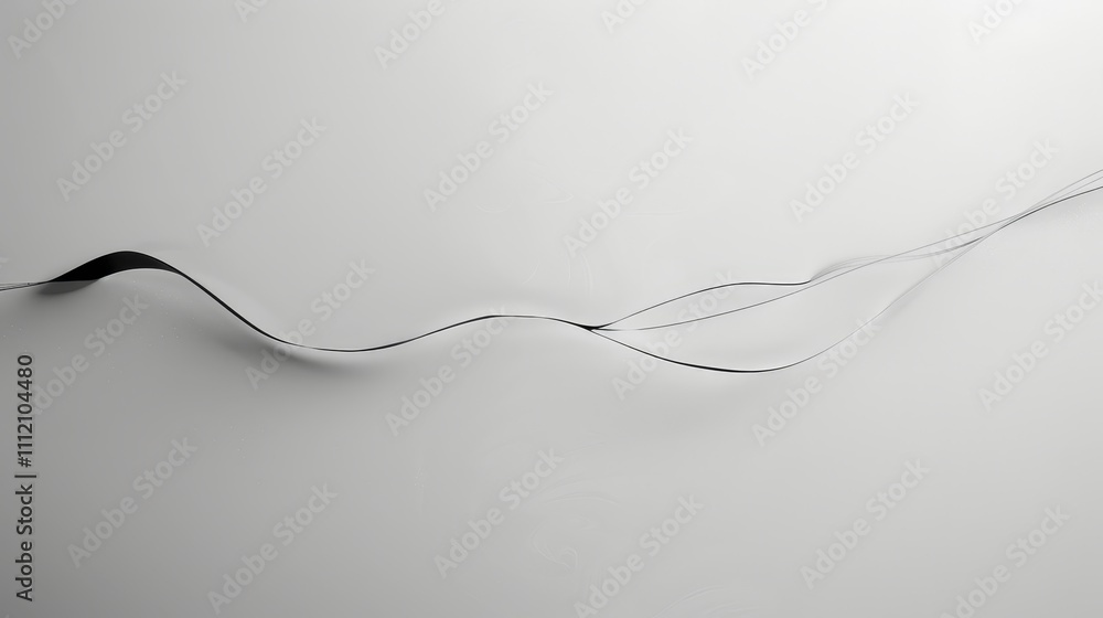 Fototapeta premium Abstract composition featuring black lines creating elegant waves on a white background, symbolizing fluidity and modern design