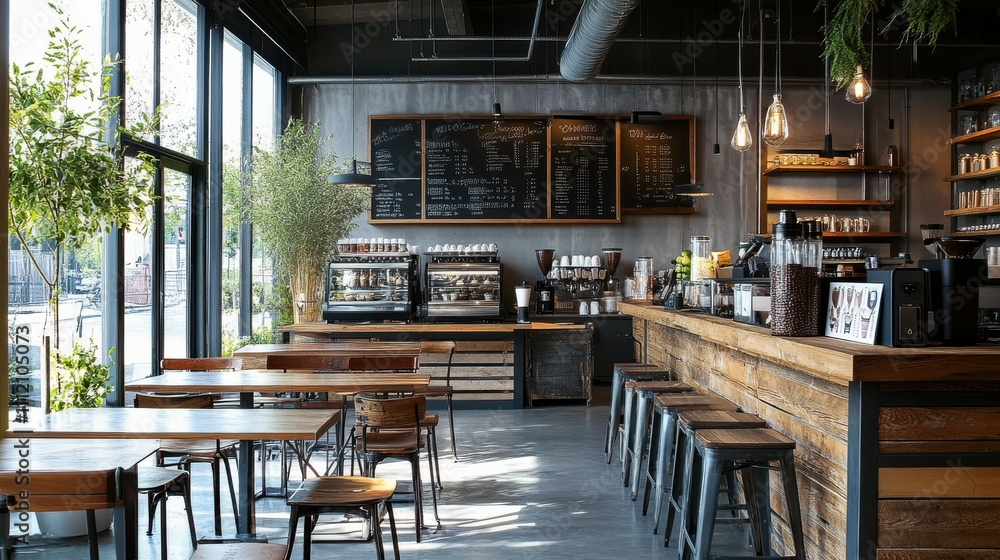 Fototapeta premium Modern Interior Design Coffee Shop Space