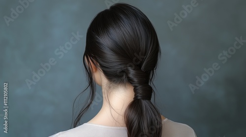 korean low ponytail woman's hairstyle photo