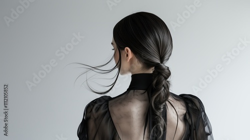 korean low ponytail woman's hairstyle photo