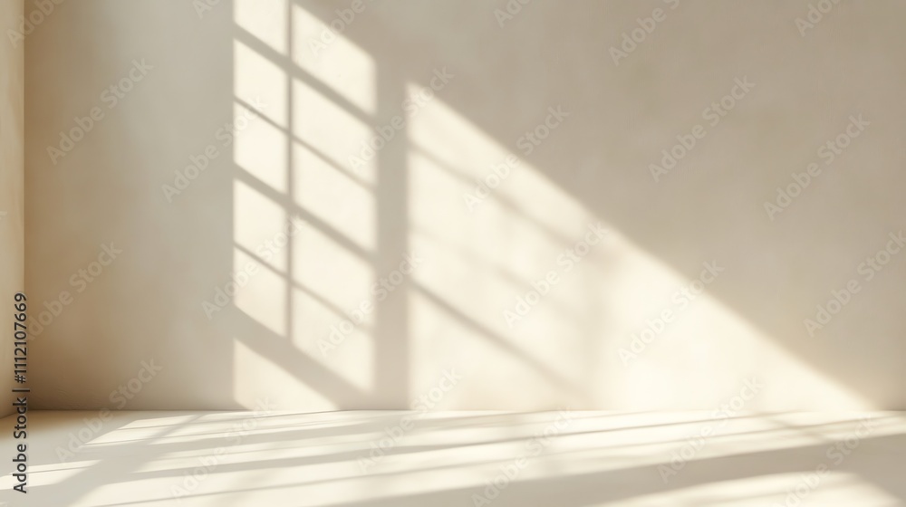 Obraz premium A minimalist room with a large window, and soft sunlight streaming in.