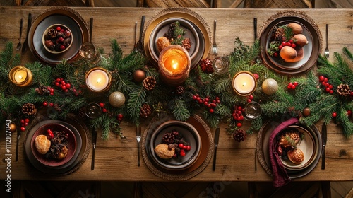 Wallpaper Mural Elegant Festive Dining Table Arrangement for Holiday Celebration Torontodigital.ca