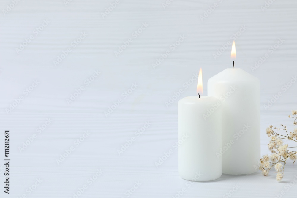 Beautiful composition with candles on the table Beautiful composition with candles on the table