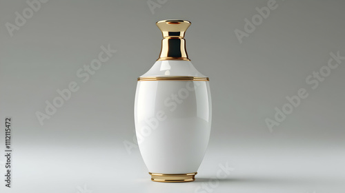 Elegant White and Gold 3D Decanter Render