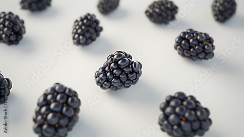 Isolated blackberries with detailed texture placed on a white background.