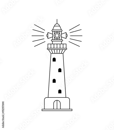 Lighthouse tattoo isolated. A navigational landmark used to mark coastlines. Concept tattoo symbolizes hope for best, desire to find right path in life.