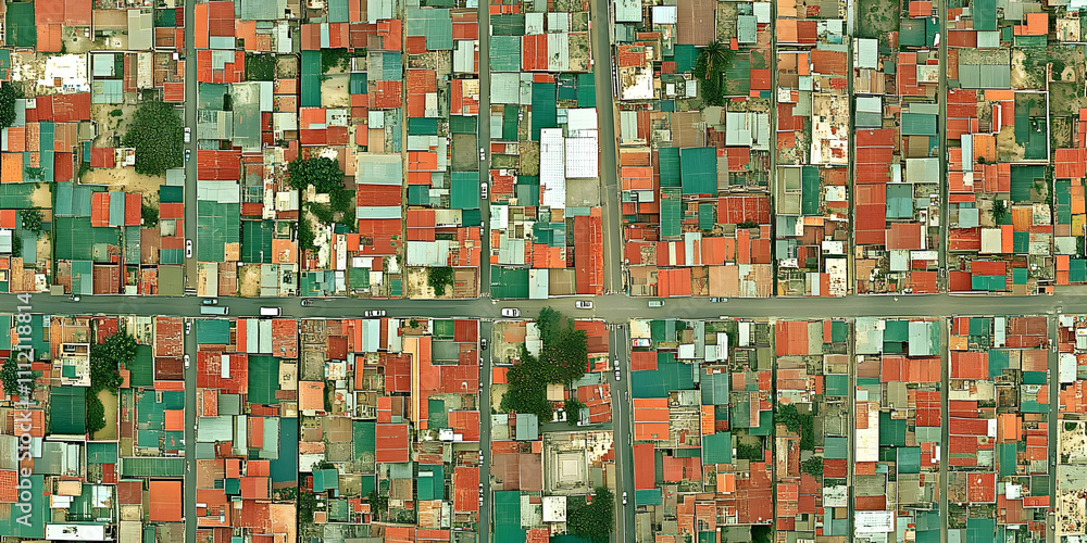 Aerial View of Colorful Houses Illustration Aerial View of Colorful Houses Illustration