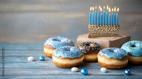 Hanukkah Sufganiyot Donuts Festive Image photo