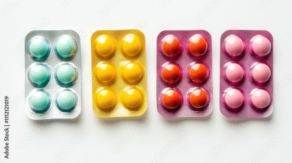 Tablets in strip isolated on white background Tablets in strip isolated on white background