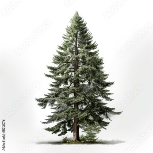 Tall evergreen tree isolated on white. (5)