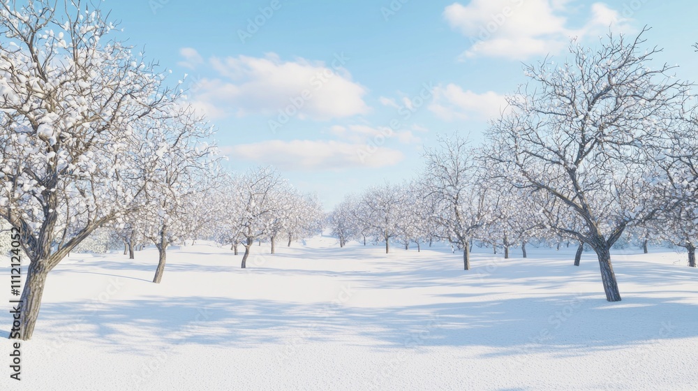 Winter Wonderland: Serene Snow-Covered Orchard Embracing Stillness in Nature | Ultra-Detailed Photorealistic Landscape Winter Wonderland: Serene Snow-Covered Orchard Embracing Stillness in Nature | Ultra-Detailed Photorealistic Landscape