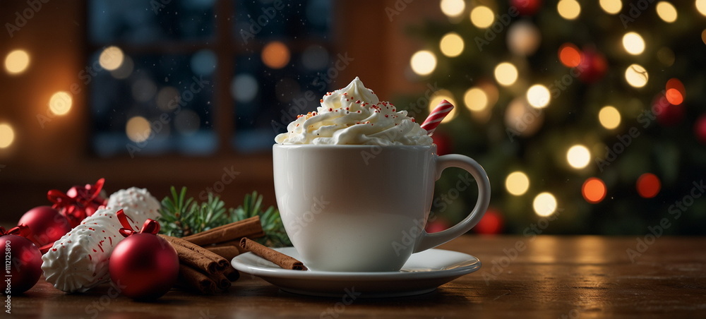 cup of coffee with Christmas cookies snowflake cup of coffee with Christmas cookies snowflake