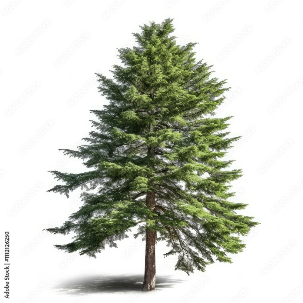 Fototapeta premium Tall evergreen tree isolated on white.