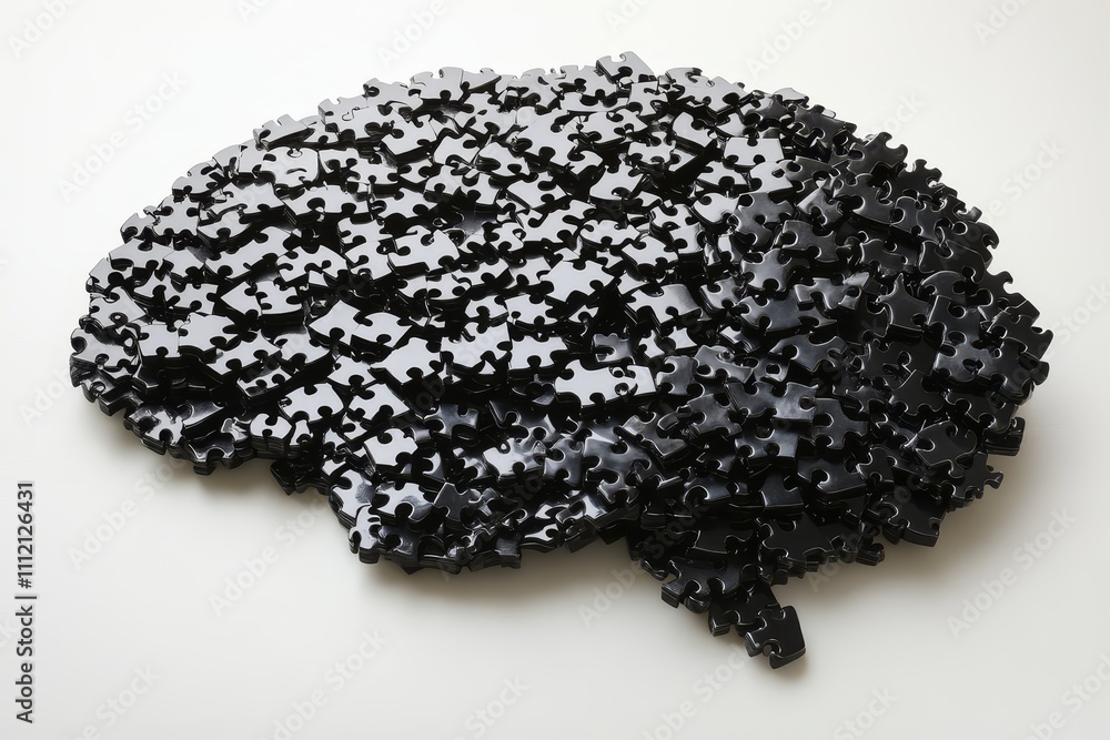 Puzzle pieces coming together to form a human brain representing problem solving and intelligence. Puzzle pieces coming together to form a human brain representing problem solving and intelligence.