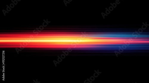 A vibrant abstract design featuring horizontal streaks of color on a black background.