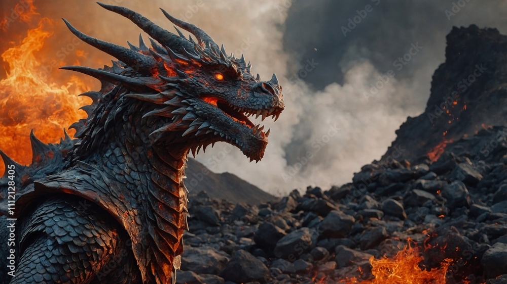 Fantasy dragon portrait. Illustration. Fantasy dragon portrait. Illustration.