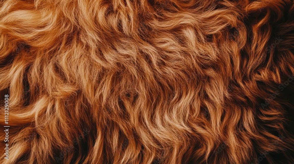 Professional Macro Image of Fluffy Brown Fur Texture. Top View of Soft, Colorful Hairy Background with Wavy Pattern. Close-Up Showing Rich Professional Macro Image of Fluffy Brown Fur Texture. Top View of Soft, Colorful Hairy Background with Wavy Pattern. Close-Up Showing Rich
