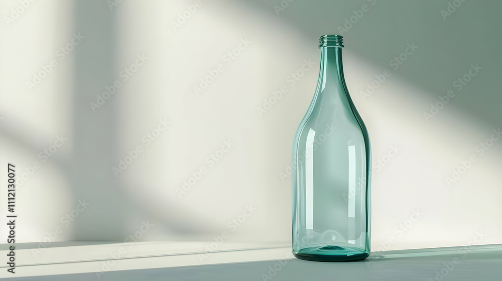 Teal Glass Bottle 3D Render Illustration Teal Glass Bottle 3D Render Illustration