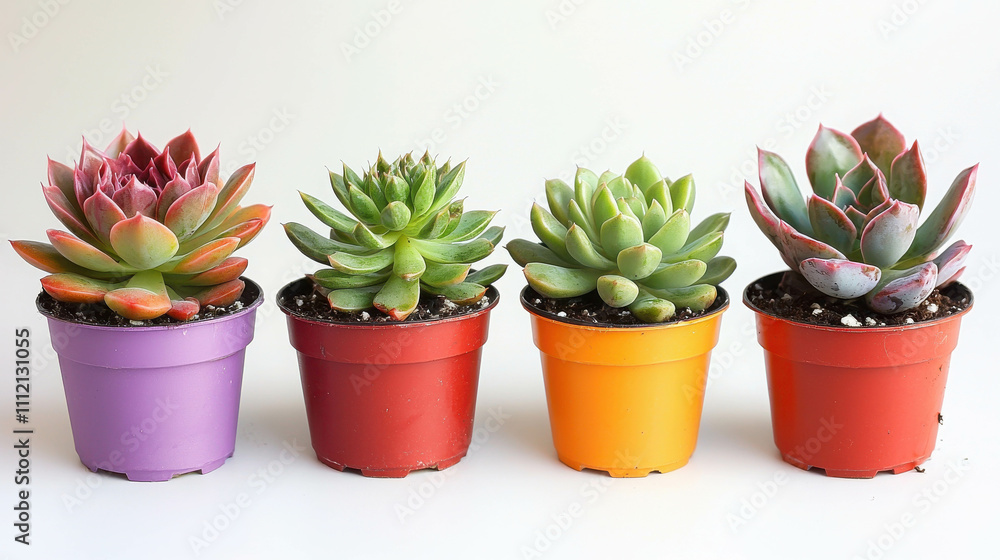 Colorful Potted Succulents Beautifully Arranged in Neat Pots for Home Decor Colorful Potted Succulents Beautifully Arranged in Neat Pots for Home Decor