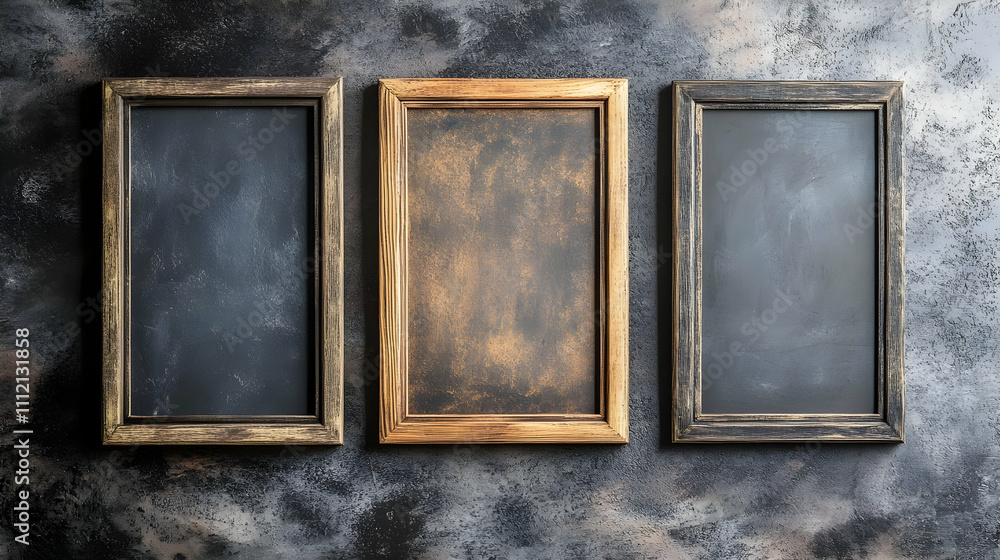 Triple Rustic Wooden Frame Mockup Background Triple Rustic Wooden Frame Mockup Background