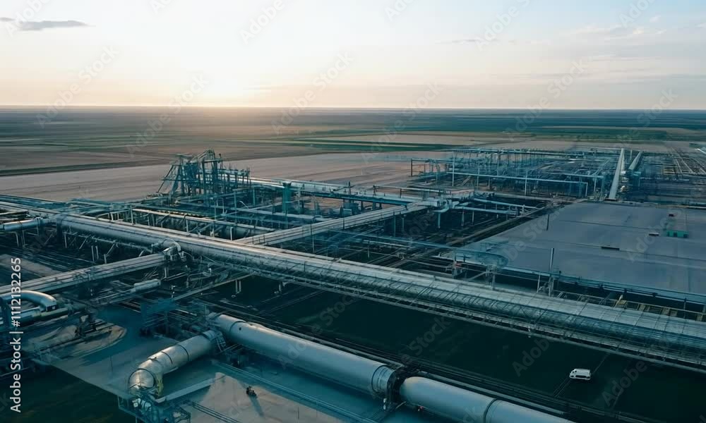 Bird's-Eye View: Intricate Infrastructure of an Oil Refinery