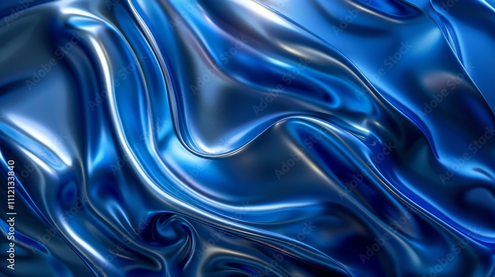 Luxurious blue metallic satin fabric flowing and creating abstract waves, perfect for backgrounds and designs related to luxury, fashion, or abstract concepts Luxurious blue metallic satin fabric flowing and creating abstract waves, perfect for backgrounds and designs related to luxury, fashion, or abstract concepts