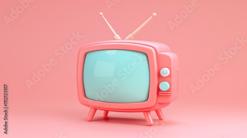 3d cartoon television Simple and cute pastel colored
