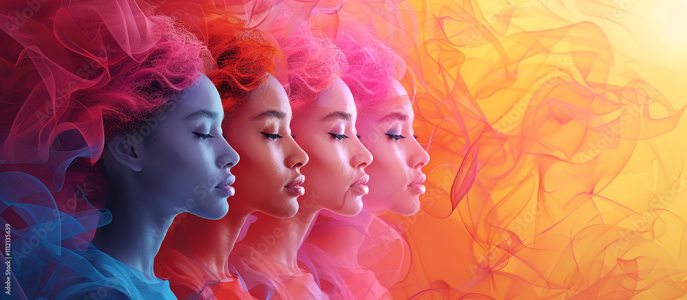 International Womens Day banner. Women of different ethnicities stand side by side together. International Womens Day banner. Women of different ethnicities stand side by side together.