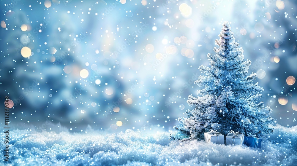 Holidays background with illuminated Christmas tree, gifts and decoration. Holidays background with illuminated Christmas tree, gifts and decoration.
