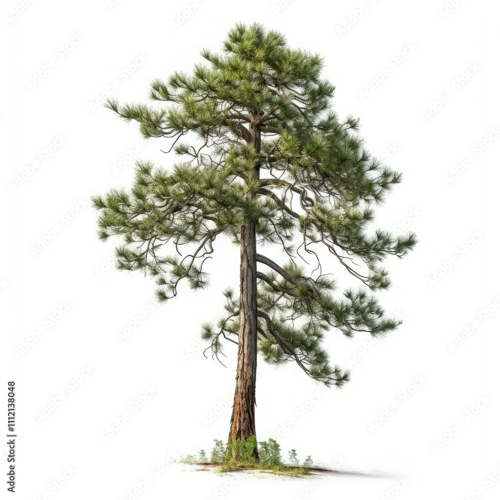 Fototapeta premium Tall Ponderosa Pine tree isolated on white.
