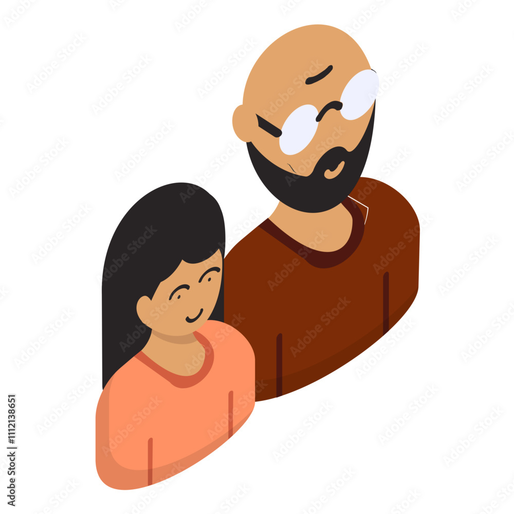 Daughter and Step Dad Picture isometric Concept, Single Father Photo Frame Vector Icon, Happy Fathers Day Symbol, Dads Gift Elements Sign, Parents Day Stock illustration Daughter and Step Dad Picture isometric Concept, Single Father Photo Frame Vector Icon, Happy Fathers Day Symbol, Dads Gift Elements Sign, Parents Day Stock illustration