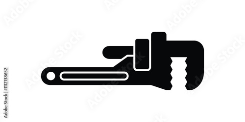 Adjustable pipe wrench illustration of mechanical tools isolated on white background.