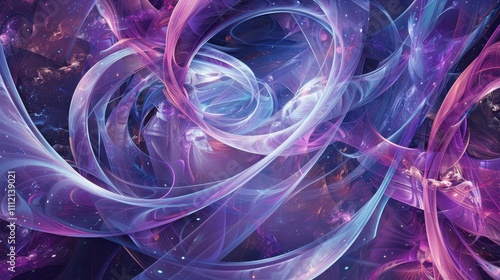 Swirling pink and blue hues dance together in a mesmerizing cosmic display within the vast expanse of space, creating a captivating and enchanting scene