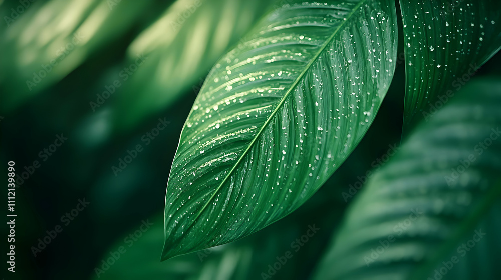 Green Leaf Dew Drops: Nature Photography Green Leaf Dew Drops: Nature Photography