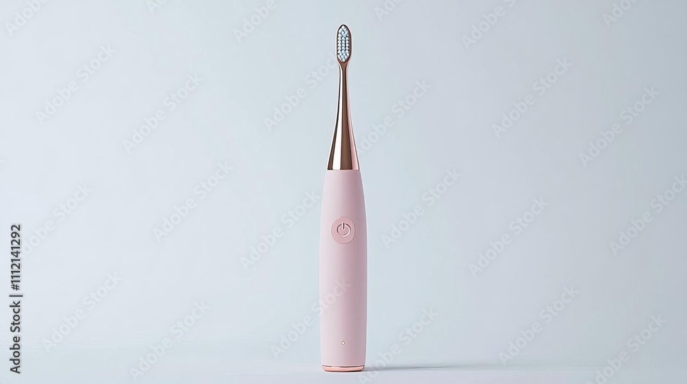Pink Electric Toothbrush Standing Against a White Background Pink Electric Toothbrush Standing Against a White Background
