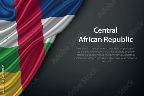 Waving Central African Republic Flag on Dark Background