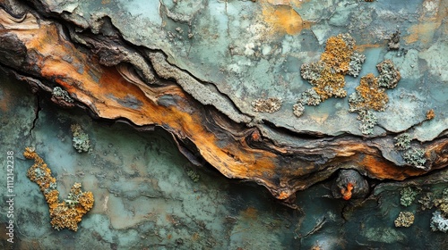 Abstract Texture Of Weathered Wood And Lichen photo