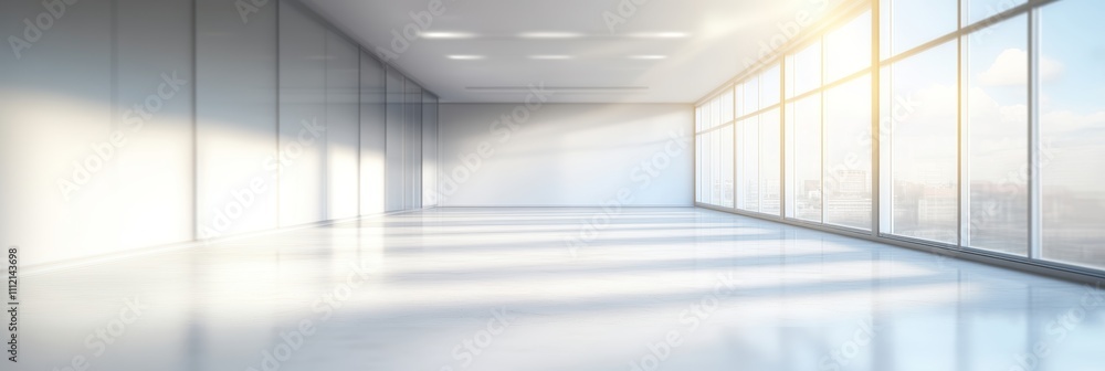 Minimalist White Interior with Large Windows and Abundant Natural Light, Ideal for Office or Studio Minimalist White Interior with Large Windows and Abundant Natural Light, Ideal for Office or Studio