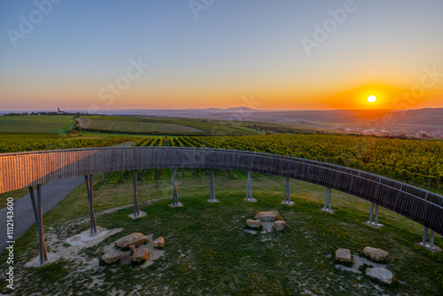 Trail above the vineyards lookout point, Kobyli vrch, Kobyli, Southern Moravia, Czech Republic photo