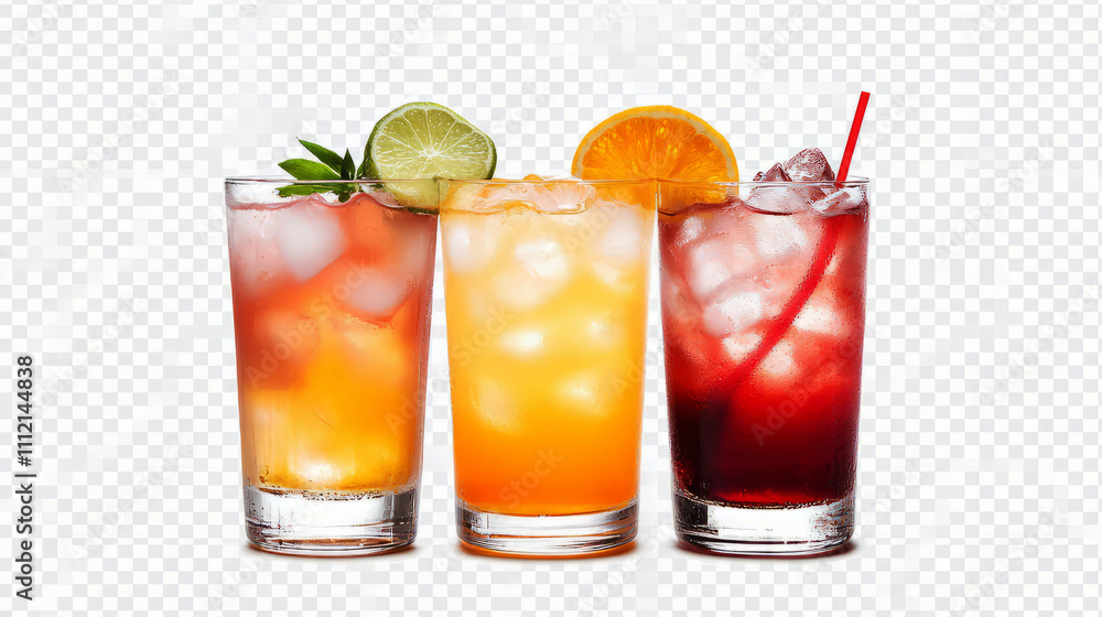 Cocktail collection - Refreshing fruit sangria with lemon and orange. Isolated on white. Cocktail collection - Refreshing fruit sangria with lemon and orange. Isolated on white.