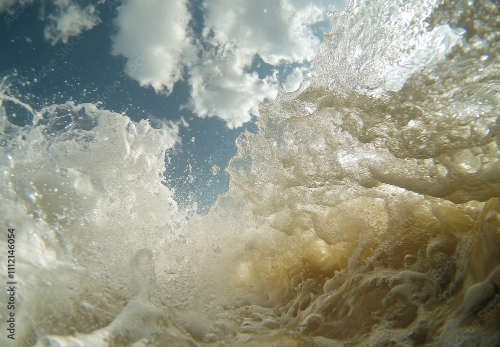 Dynamic Ocean Waves with Foamy Texture Under a Bright Sky, Capturing Energy and Movement of Nature, Ideal for Seascape and Adventure Themes Dynamic Ocean Waves with Foamy Texture Under a Bright Sky, Capturing Energy and Movement of Nature, Ideal for Seascape and Adventure Themes