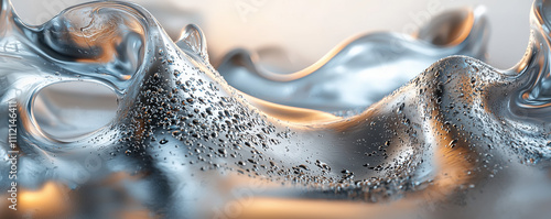 Metallic-colored liquid shapes forming dynamic organic patterns with a futuristic style photo