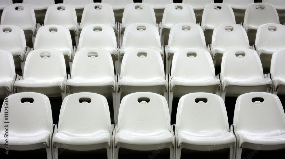 Naklejka premium Empty stadium seats, a silent testament to the absence of fans, symbolizing the void left by the lack of human connection and shared experiences in the face of challenges