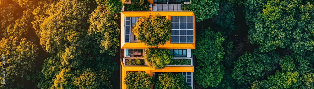 Aerial View of Eco-Friendly Building Aerial View of Eco-Friendly Building