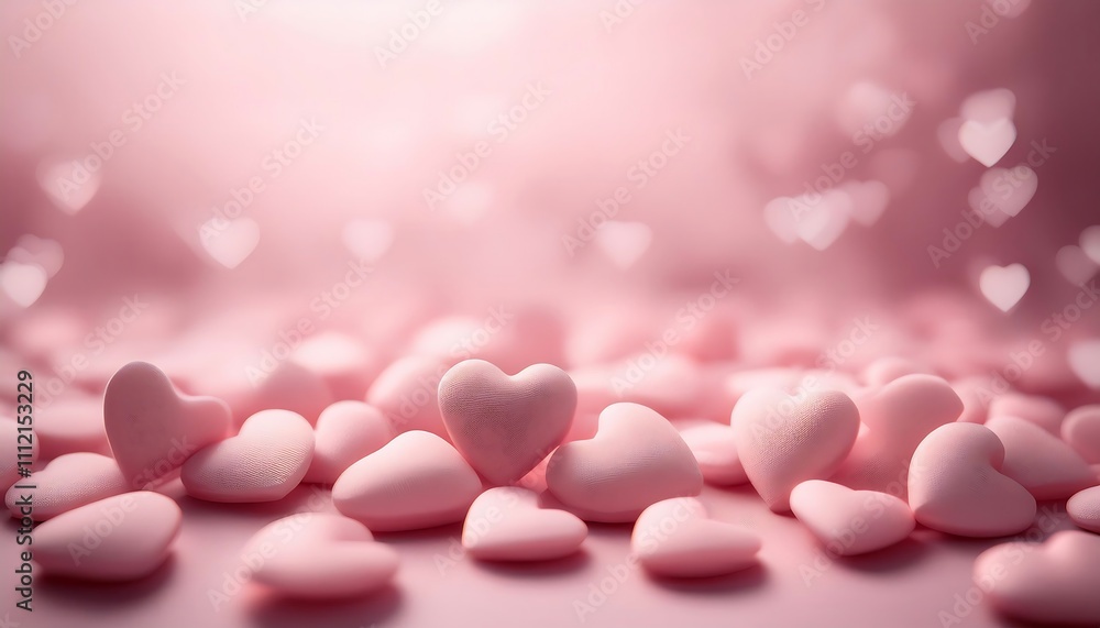 Many small, pale pink hearts scattered on a light pink background. Many small, pale pink hearts scattered on a light pink background.