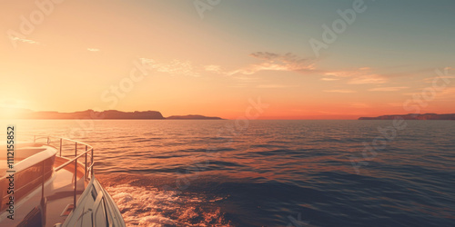 the yacht sails into the sunset Generative AI