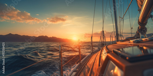 the yacht sails into the sunset Generative AI