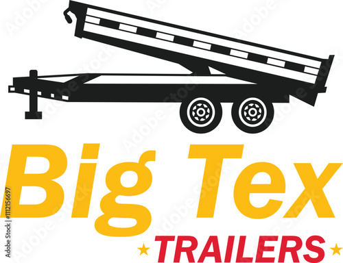 Big Tex Trailers vector Design isolated on a white background, Big Tex Trailer Printable Vector Design Silhouette