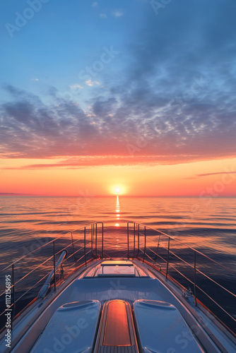 the yacht sails into the sunset Generative AI